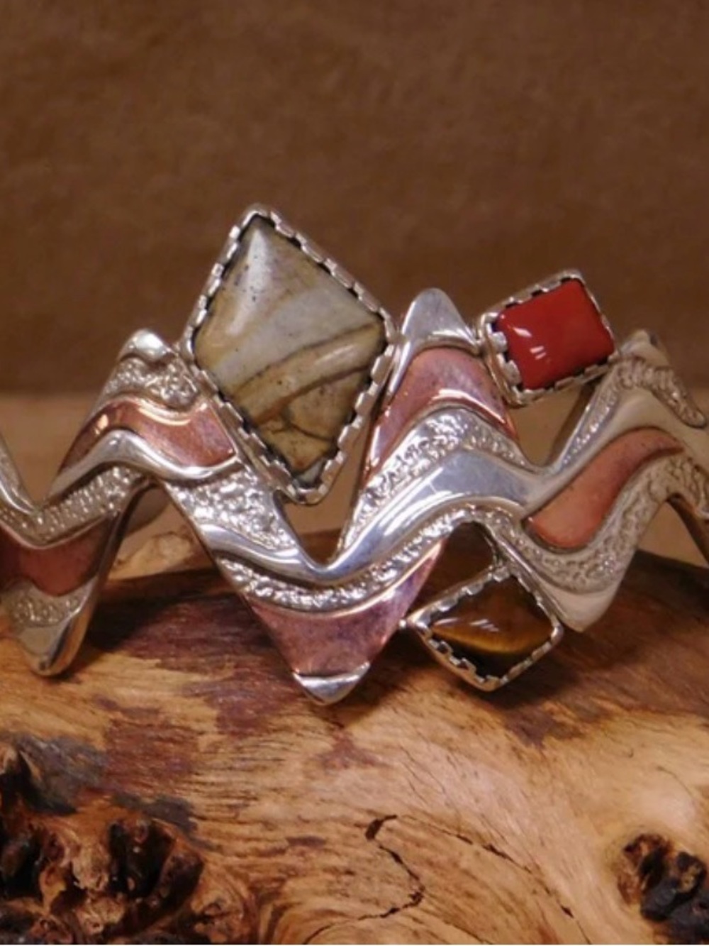Zig Zag Carolyn pollack Sterling copper Cuff